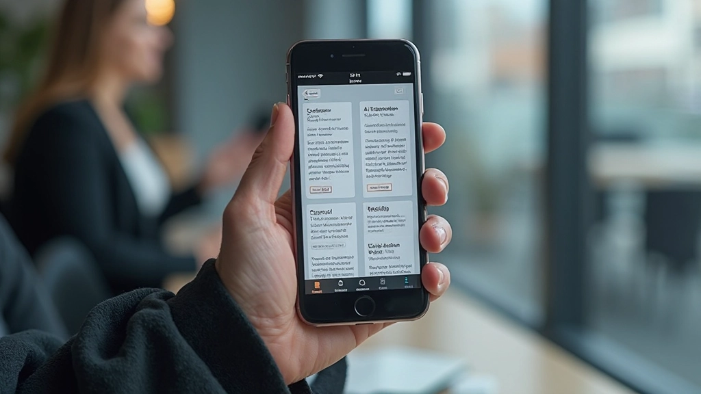 Mobile phone displaying responsive web design with flexible layout elements